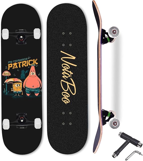 Skateboard, Complete Set, Bearings, Cartoon Pleat, Plain, Cute, Stylish, Beginner, Kids, Adults, Youth, Children, Maple Deck, Standard, Four Wheels, Ink Paintings, Practices, Competitions, Developing