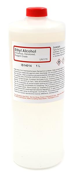 ALDON Innovating Science Reagent Grade Denatured Ethyl Alcohol, Anhydrous - 100% Alcohol, 1L - Denatured with Isopropyl Alcohol & Methanol The Curated Chemical Collection - Not for Use on Body or Skin