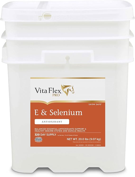 Vita Flex Pro E & Selenium Supplement for Horses, 320-Day Supply | Vitamin E & Selenium Powder,Balanced Antioxidants, Equine Vitamin E Supplement, Horse Vitamins and Minerals