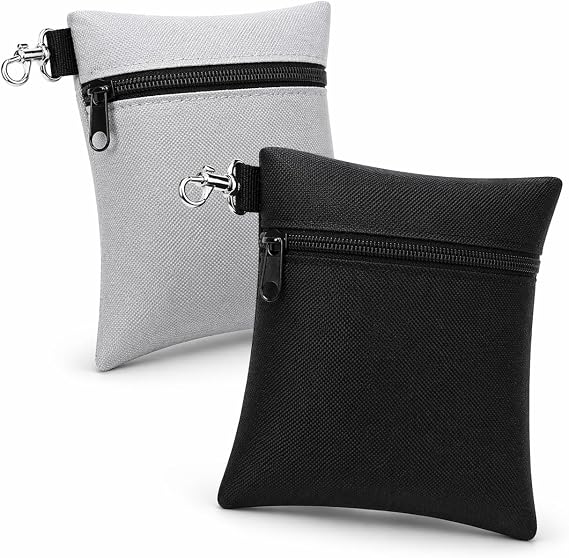 Golf Tee Pouch | Pack of 2 Golf Tee Bag | 5.24 X 6.42 Inch Zipper Golf Accessory Bag with Clip | Golf Bag Accessories for Men Women Golf Gift