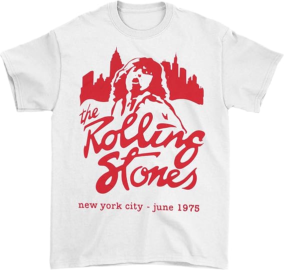 Rolling Stones Men's Mick June 1975 NYC T-Shirt Beige