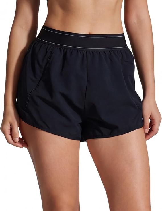 Athletic Running Shorts for Women with Zipper Pocket,Soft Lightweight Gym Workout Shorts with Mesh Liner Quick Dry