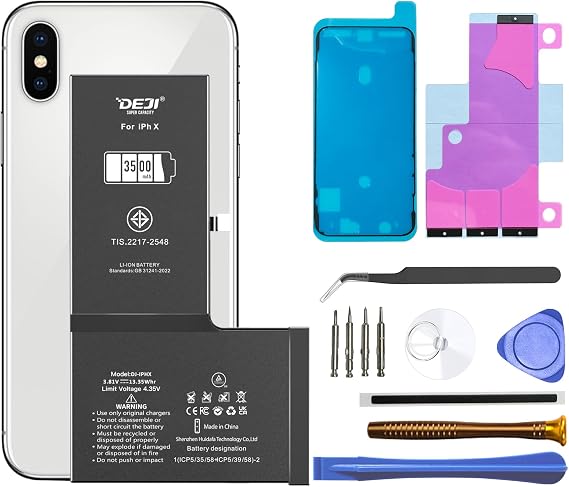 Deji 3500mAh Battery Replacement for iPhone X - High Capacity 0 Cycle Li-ion Battery with Tools Kit, UL Certified, (Compatible with A1865, A1901, A1902 Models)
