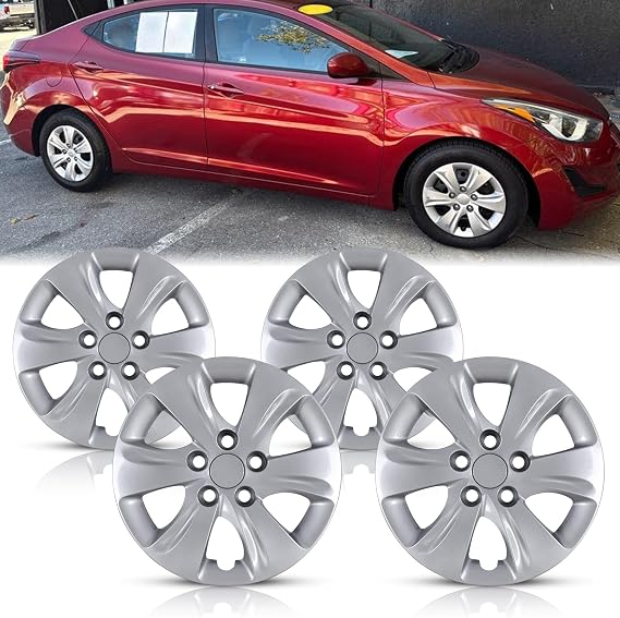 WolfX 15 Inch Hubcaps Set of 4 Wheel Rim Cover for Hyundai Elantra Sedan 2011-2016 (Only Fit for Steel Hub) PP Material Wheel Rim Hub Cap Replacement, (5095G, Lacquer)