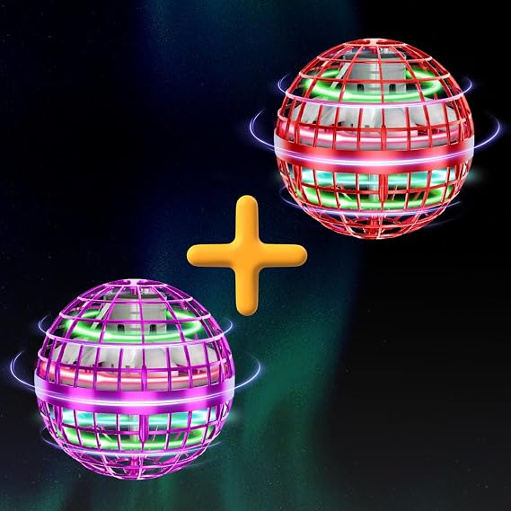 Tikduck 1 Pack Pink Flying Orb Ball, 1 Pack Red Flying Orb Ball, 2024 Cool Stuff Christmas Birthday Toy Gift, for Kids Age 6 7 8 9 10