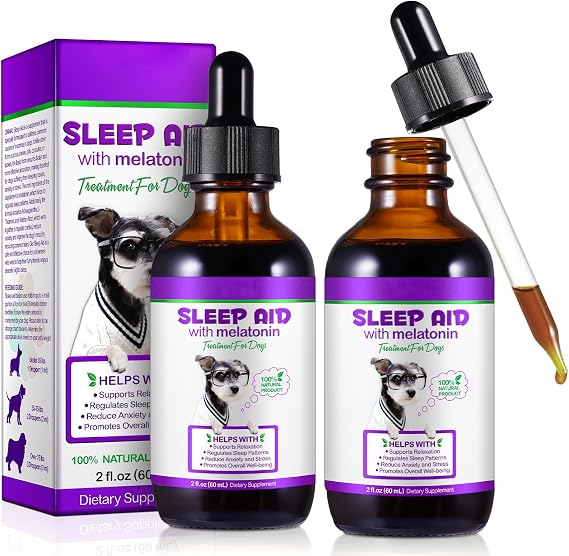 2PCS Melatonin for Dogs,Sleep Aid Drops for Dogs and Cats,Anxiety Relief,Support Relaxation & Deep Sleep for Dogs