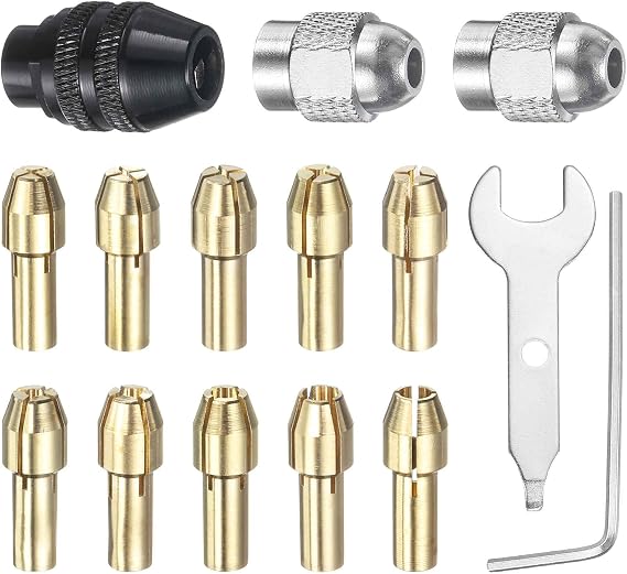 HARFINGTON 15pcs Drill Chuck Collet Set 0.5-3.2mm Mini Electric Grinder