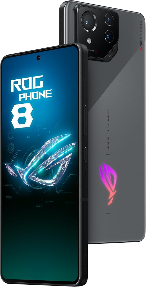 ASUS ROG Phone 8, Qualcomm Snapdragon 8 Gen 3, SM8650, 6.78" FHD+ (2400x1080) 165Hz, 12GB RAM, 256GB Storage, Android 14, 50MP Gimbal Camera, 5500mAh, Dual Sim, Grey, UK