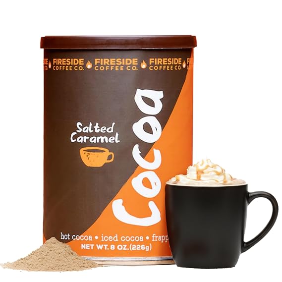 Fireside Salted Caramel Hot Chocolate Mix - Gourmet Hot Cocoa Mix With Rich Chocolate and Buttery Caramel - Smooth Dissolving, Hot Iced or Frappe, Ideal Gift for Family and Friends, 8 Servings (8oz)