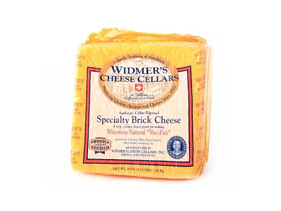 Widmers Brick Cheese 2.25 lb Half Loaf | Buttery & Creamy Authentic Wisconsin Brick Cheese | Perfect for Detroit Style Pizza & More