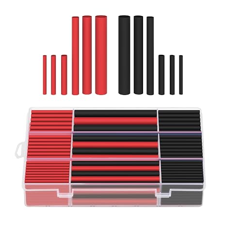 Ginsco 270Pcs Waterproof Heat Shrink Tubing Kit, 3:1 Ratio Adhesive Lined Shrink Wrap for Wires, 6 Sizes 2 Color 2 Length Marine Grade Shrink Tubes for Home Industrial Automotive etc