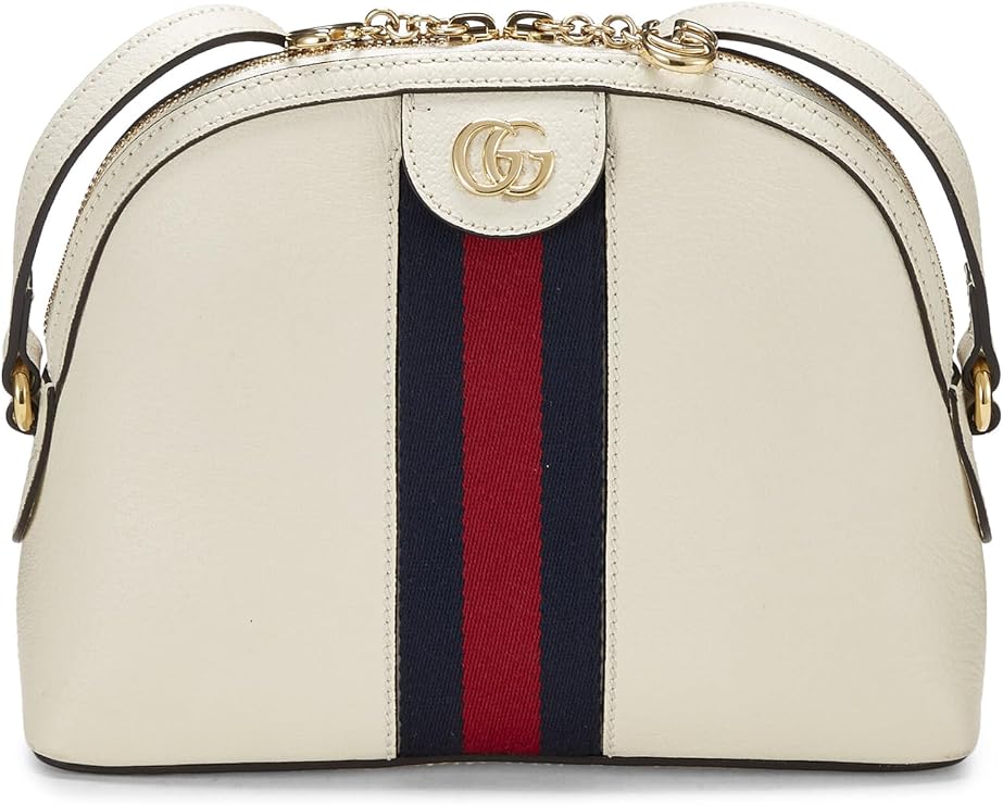 Pre-Loved White Leather Ophidia Dome Shoulder Bag, White