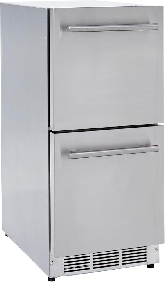 MAXXIMUM Premium Outdoor Undercounter Refrigerator with 2 Drawers, 15" W, 78 Can Capacity, in Stainless Steel (MAXRD15O)