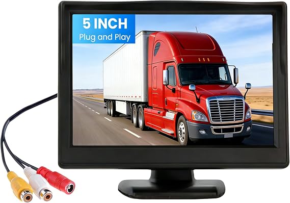 Bathgate 5 Inch Reversing Camera Monitor Screen,Full Colour LCD Display,Ease Setup Plug-Play,Car DVD, Serveillance Camera, LCD Car Monitor for Car Trucks Buses Motorbikes