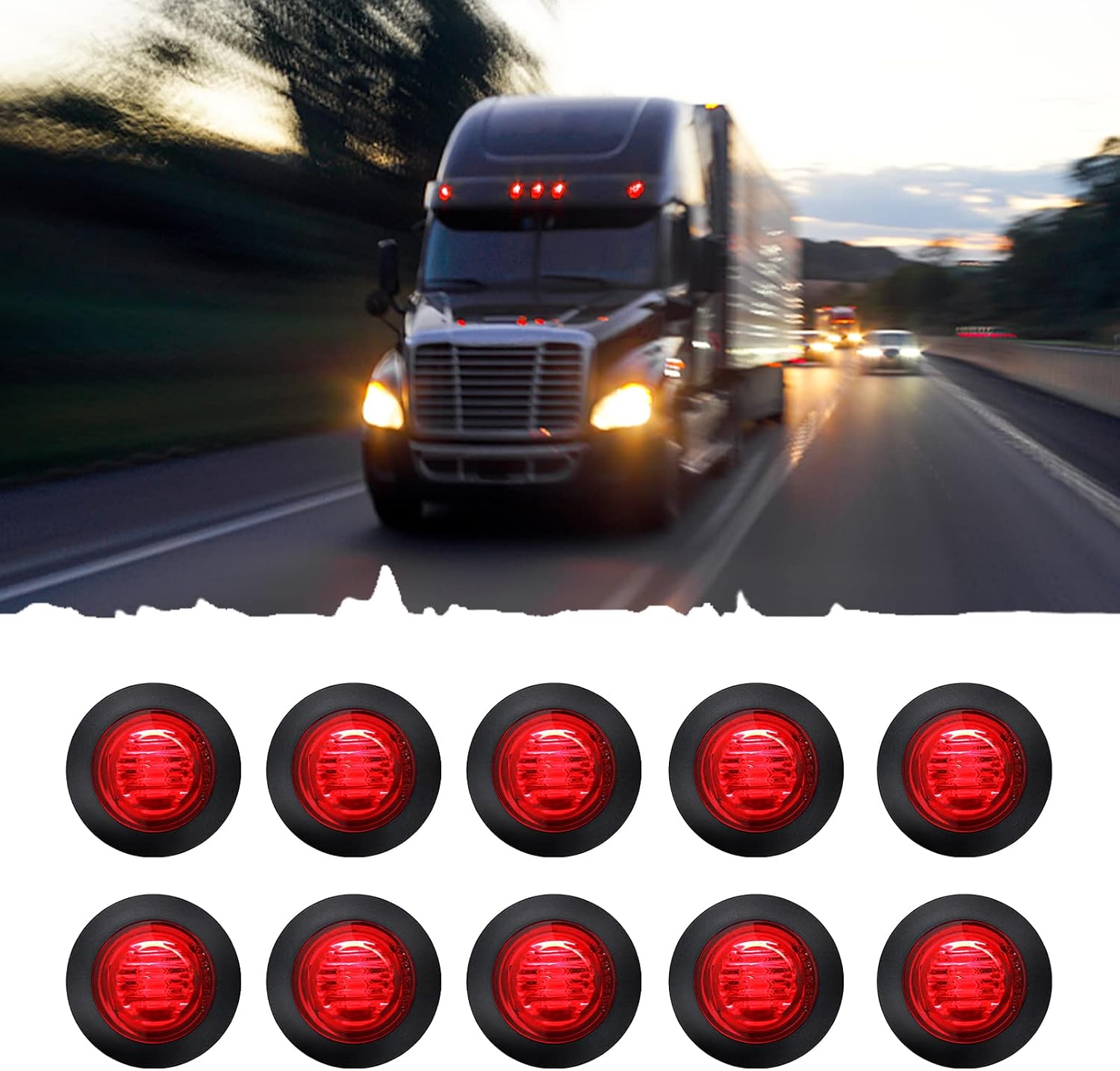 FXC 10 x 34 Strobe Side Marker Lights LED Red Lens Upgraded Indicators with 2 Patterns Strobe  Stay On for Truck Car Bus Trailer Van Caravan Boat, Taillight Brake Stop Lamp 12V,Red