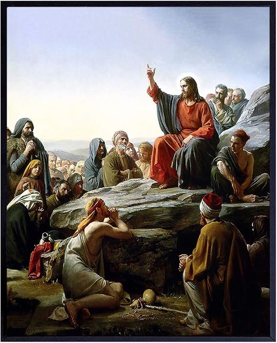 Jesus Christ - Sermon on the Mount - Christian Wall Art - Jesus Poster - Religious Wall Decor - Artwork - Art -Print - Catholic Gifts for Men, Women - Inspirational Decoration