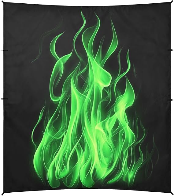 Cool Fluorescent Flame Black Beach Cabana Tent UPF50+ Protection Lightweight Portable Sunshade Includes Sand Shovel, Sandbags, Stability Poles for Camping, Fishing, Backyard Fun