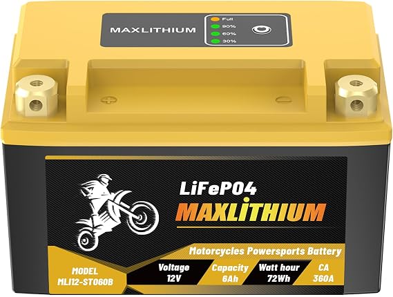 YTZ10S YTX9-BS YTZ14S Lithium Motorcycle Battery, 12V 6Ah 360CA Powersports Battery with 3 Modular Spacers, Factory Standard Fit for YTZ12S YT12A-BS, Replaces YTX12-BS YTX7A-BS