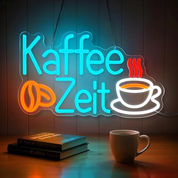 Kaffee Zeit Neon Schild Cafe Time Leuchtreklame LED Leuchtschild Hängeschild USB-Betrieb mit dimmbarem Schalter für GeschäfteCaféKaffee EckeKaffeestationKaffee Bar (Kaffee Zeit)
