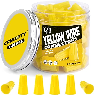 120 Pcs Yellow Wire Connectors Nuts, 18-12 AWG Electrical Wire Connectors, Twist-on Electrical Wire Caps, Sturdy Wire Caps Insulated for Quick Connection