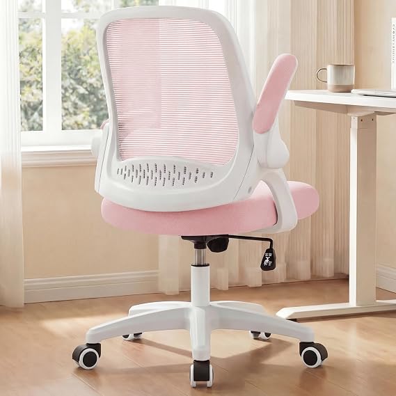 NEO CHAIR Office Desk Chair, Ergonomic Mesh with Flip-Up Armrests, Pink