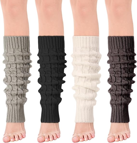 Jspupifip 80s Cable Knit Leg Warmers Ballet Dance Long Yoga Socks Set
