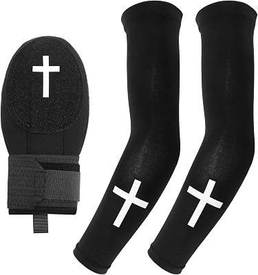 Maxdot Christian Sliding Mitt and Arm Sleeves Set - Cross Baseball Softball Religious Sliding Glove for Youth, Left & Right Hands, Hand and Wrist Protection, Christian Gifts for Christmas