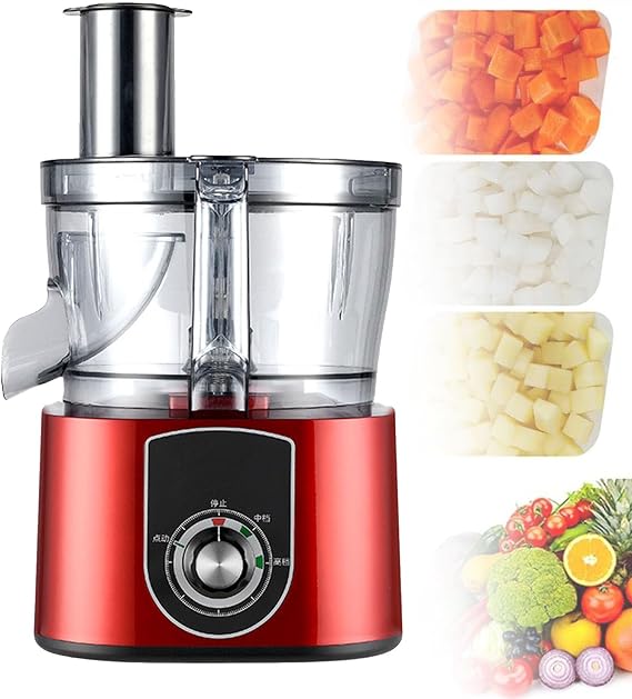 Commercial Vegetable Chopper, Multifunctional Automatic Dicer & Slicer, Electric Cutter Onion Shredder Potato Slicer, Veggie Processor Potato Cutter Food Processor Fruit Cutting Machine,Red
