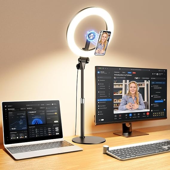 Upgrade 10.5" Ring Light for Desk with Magnetic Phone Holder for Computer | 30 Light Modes, Zoom Lighting for Computer, Desk Light for Video Conference, Circle Light for Video Recording, Streaming