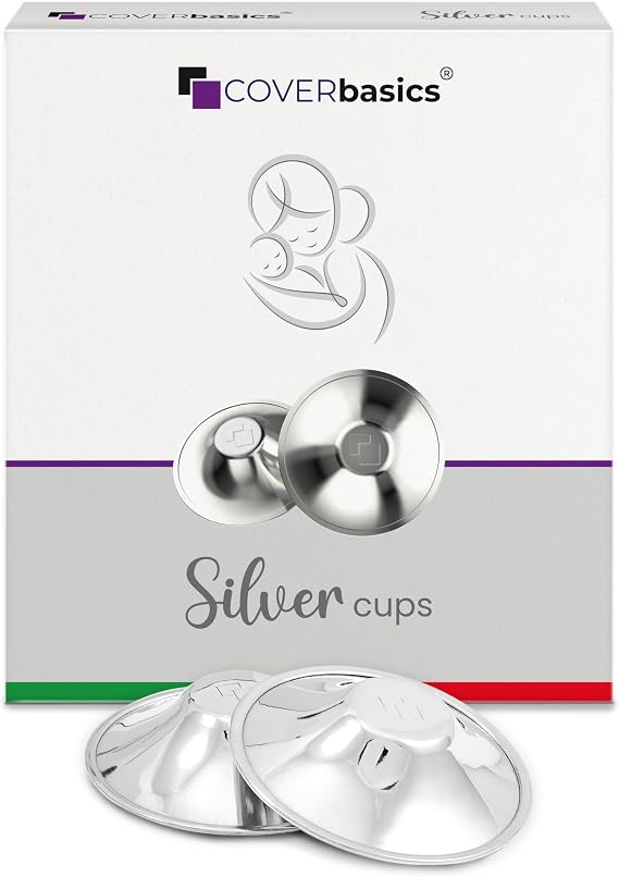 COVERbasics Silver Nursing Cups - Nipple Shields for Breastfeeding (Slim)