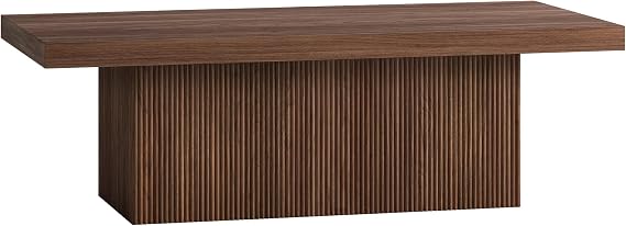 Henn&Hart 48" Modern Fluted Coffee Table, Medium Walnut