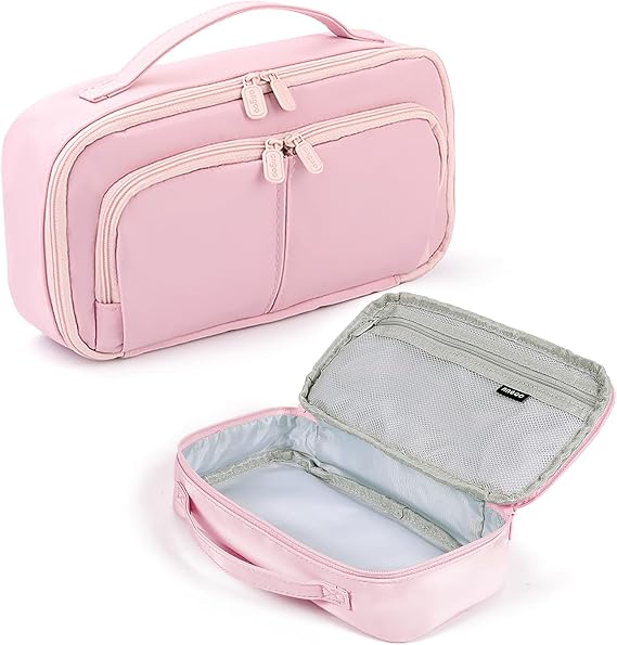 Pencil Case Large Capacity Pencil Cases for Students Kids Girls Boys, Portable Double Zipper Pink Pencil Pouch Organizer Bag School Office Aesthetic Supplies for Secondary School Teens Adults Women