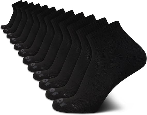 AND1 Mens Quarter Socks 12 Pack Cushioned Athletic Ankle Socks | Moisture-Wicking Breathable Comfort, Arch Support, Reinforced Heel and Toe, Soft Stretch Fit for Sports, Running and Gym