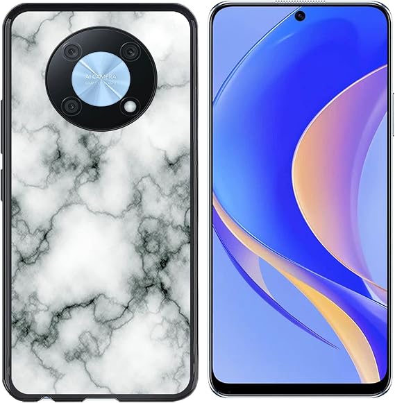 for Huawei Nova Y90 [6.70"] Case, Soft Silicone Bumper Shell Black Flexible Rubber Phone Protective Cases TPU Cover for Huawei Nova Y90 -Marble