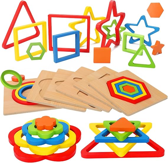 Toddler Puzzles Montessori Toy Wooden Shape Sorting Puzzle Educational Toy