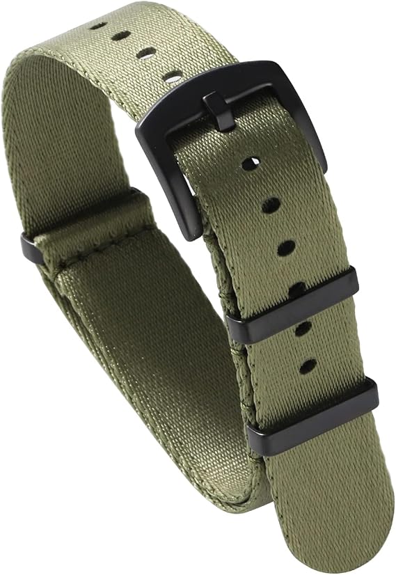 watchdives Nylon Watch Band 18mm 20mm 22mm Multicolor Replacement Watch Straps for Men Women (Black/Army Green, 18mm)