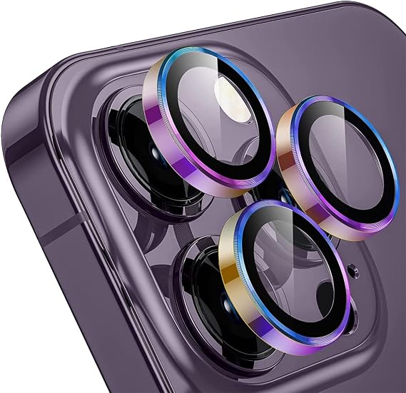 BUFF LABS iPhone 14 Pro Max / 14 Pro, 9H Safir Cam Kamera Metal Lens Koruyucu, BLLK, Renkli