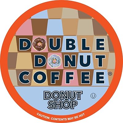 Double Donut Donut Shop Coffee Pods, Coffee Pods Donut Shop Medium Roast Blend, Single-Serve Pods for Keurig K Cup Brewer Machines, 24 Count Pack of 1