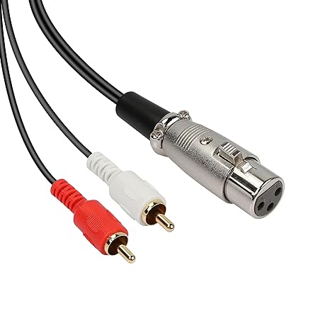MEIRIYFA XLR to 2RCA Y Splitter Patch Cable - 1.5m (XLR Female to 2 RCA)