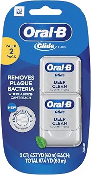 Oral-B Glide Deep Clean Cool Mint Dental Floss, Value 2 Pack (40m Each)
