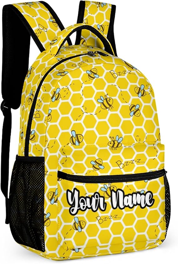 Custom Bee Backpack for Kids Girls Boys, 17 in