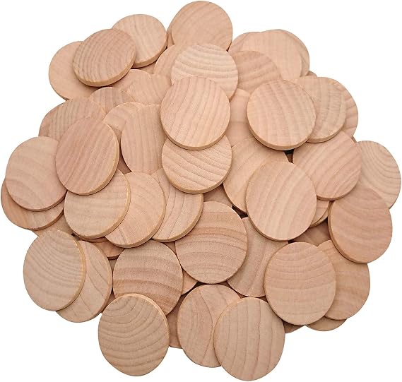 2 Inch Natural Wood Slices Unfinished Round Wood Coins, 60 per Pack | for DIY Arts & Crafts Projects