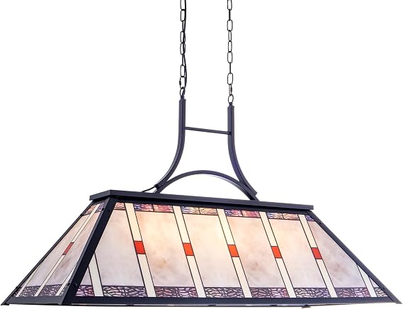 Wellmet Vantage Style Pool Table Light Hanging, Billiards Lamp for Game Room 7' 8' 9' Pool Table, 3-Light Tiiffany Chandelier Lighting Fixture for Snooker Man Cave Club Kitchen Island Bar