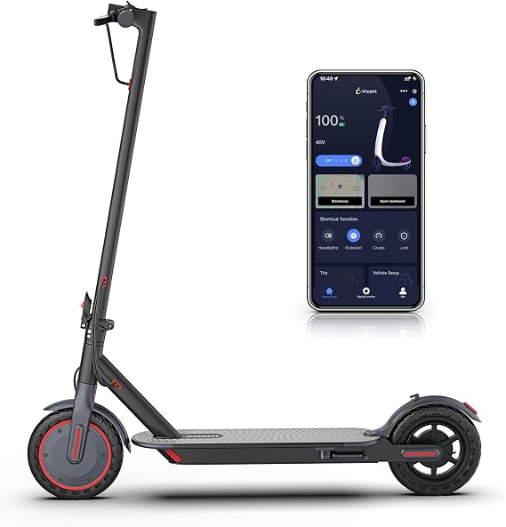 MAXSHOT Electric Scooter for Adults, 8.5/14" Tires, 19/22Mph, 350W/500W Motor, 16-28 Miles Range, Folding E-Scooter with Dual Suspension,APP Control