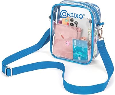 Contixo Clear Bag for Stadium Events - PVC Crossbody Bag, Clear Purse Messenger Bag for Kids, Concerts Sports Events Festival with Adjustable Strap, Waterproof, Blue