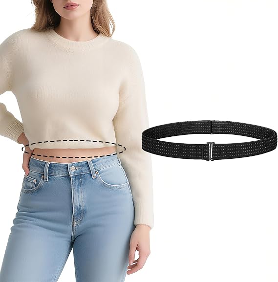 2 Pack Crop Shirt Tuck Band for Women,Adjustable Elastic Tuck Waist Belt for Tucking Sweater Top