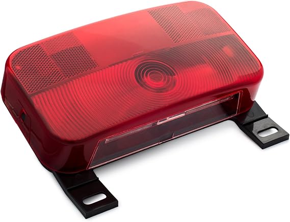 Lumitronics RV Stop/Turn/Tail Surface Mount Light, License Bracket Black | 12V incandescent Stop/Turn/Tail light for RVs and trailers. Sealed and weatherproof. Easy install.