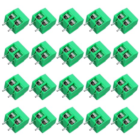 20 Pcs 5mm 2 Pin Screw Terminal Block Circuit Board Connectors PCB Terminal Block Mount for Cable 300V 10A