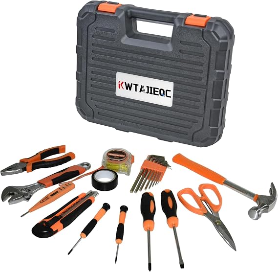 20 Piece Orange Home Tool Set, Home Repair Tool Kit for Men Women, And College Students,  With A Portable Storage Box And Can Be Used for Small Home Repairs And Outdoor Work