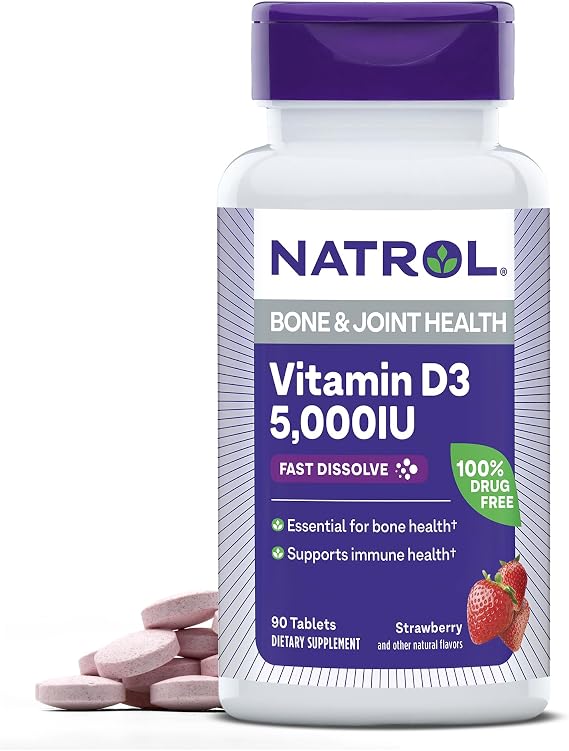 Natrol Vitamin D3 5,000 IU Fast Dissolve, Bone & Joint Health, 90 Tablets